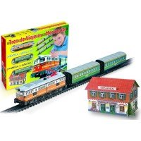 Trenulet electric calatori cu far si macheta clasic - Pequetren