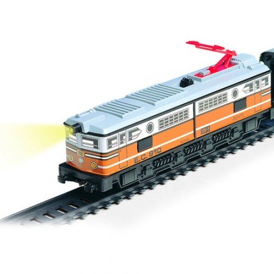 Trenulet electric calatori cu far si macheta clasic - Pequetren