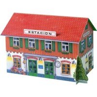 Trenulet electric calatori cu far si macheta colorat - Pequetren