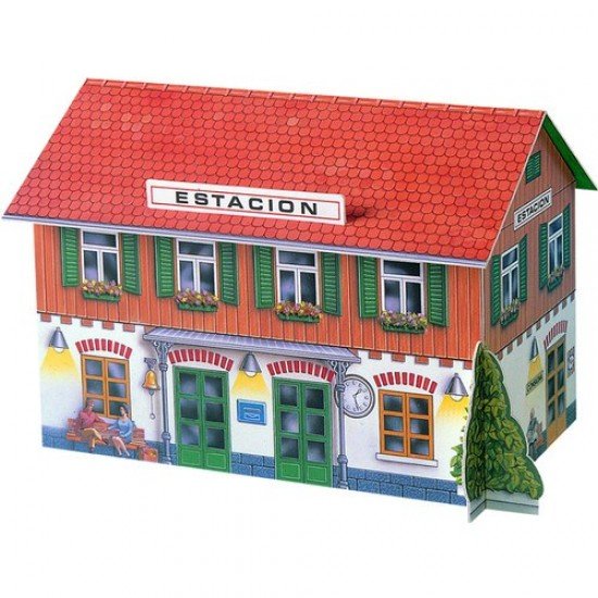 Trenulet electric calatori cu far si macheta clasic - Pequetren