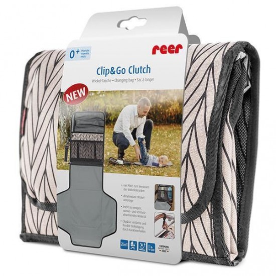 Geanta pentru scutece cu salteluta pentru schimbat scutecul bebelusului Reer Clip&Go Cluch 84092