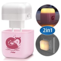 Lampa de veghe 2 in 1 cu LED roz REER 52144