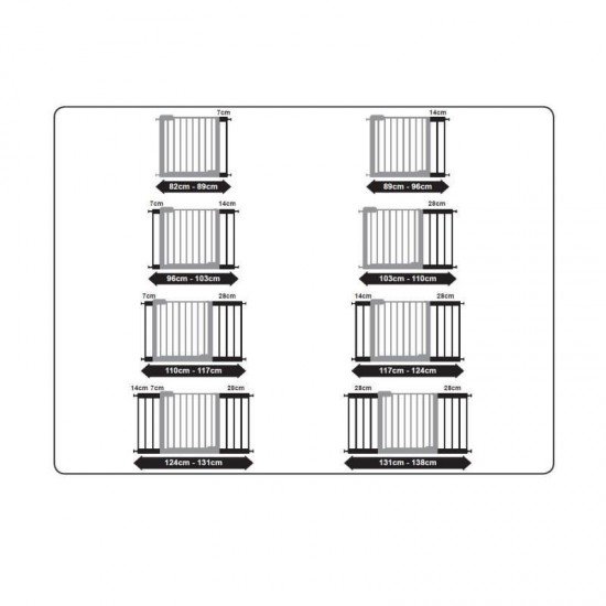 Poarta de siguranta Noma Easy Fit, presiune, 75-82 cm, metal alb, N93439
