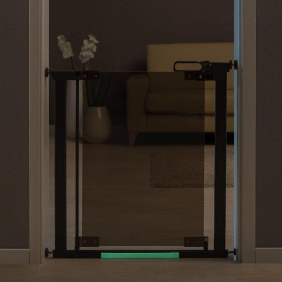 Poarta de siguranta Reer DesignLine Puristic, presiune, 76-96 cm, metal + plexiglas gri, 46031 