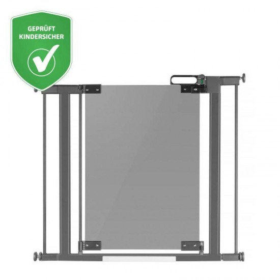 Poarta de siguranta Reer DesignLine Puristic, presiune, 76-96 cm, metal + plexiglas gri, 46031 