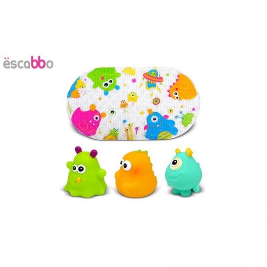 Set covoras si 3 jucarii de baie Monstruleti ESCABBO 37025
