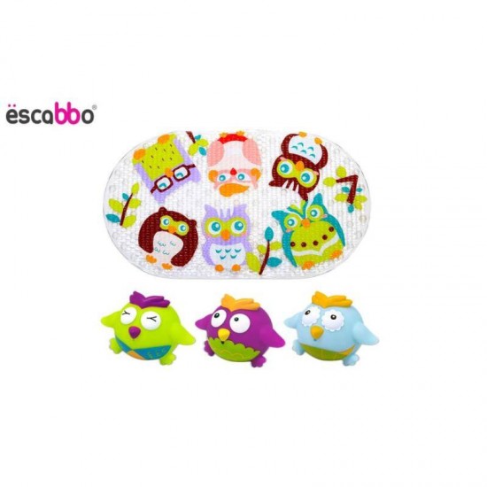 Set covoras si 3 jucarii de baie Pasarele ESCABBO 37029