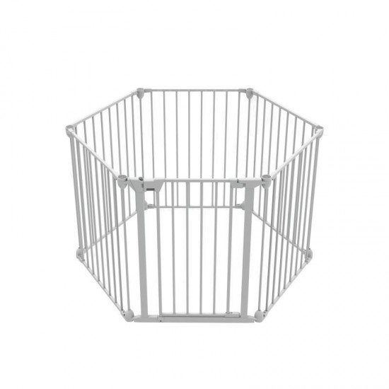 Tarc de joaca hexagonal modular cu saltea Noma, metal alb N94023