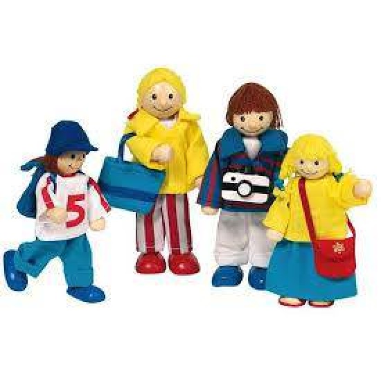 Set 4 papusi din lemn - Familia in vacanta