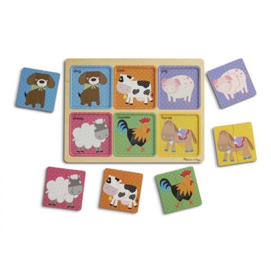 Primul meu puzzle eco din lemn Prieteni de la Ferma - Melissa and Doug