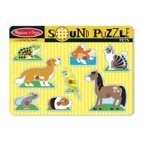 Puzzle de lemn cu sunete Animale de companie - 8 piese