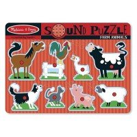Puzzle de lemn cu sunete Animale de la Ferma - 8 piese