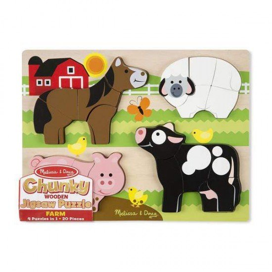 Puzzle din lemn Jumbo Ferma Melissa and Doug 20 piese