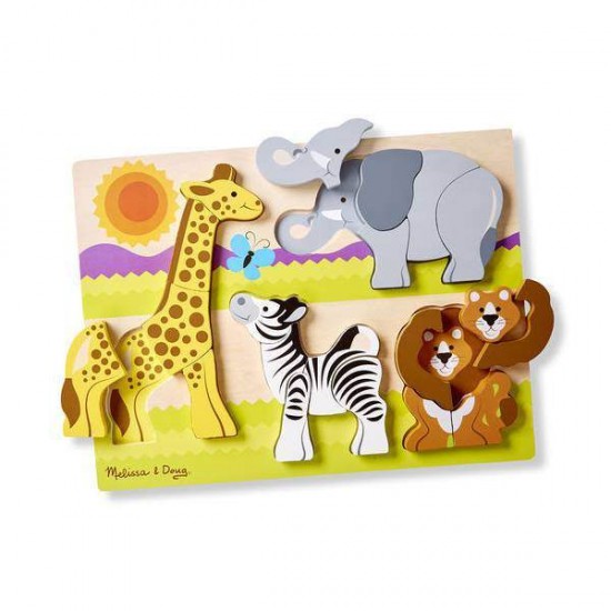 Puzzle din lemn Jumbo Safari Melissa and Doug 20 piese