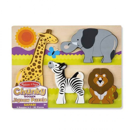 Puzzle din lemn Jumbo Safari Melissa and Doug 20 piese