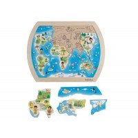 Puzzle din lemn 21 piese Beleduc - O lume intreaga