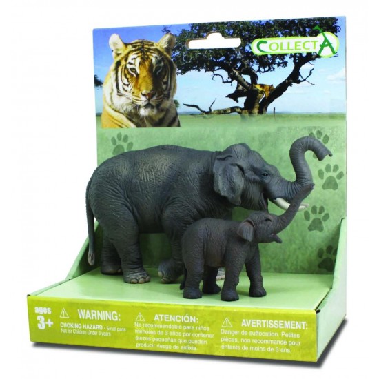 Set 2 figurine Elefant Asiatic cu pui Collecta
