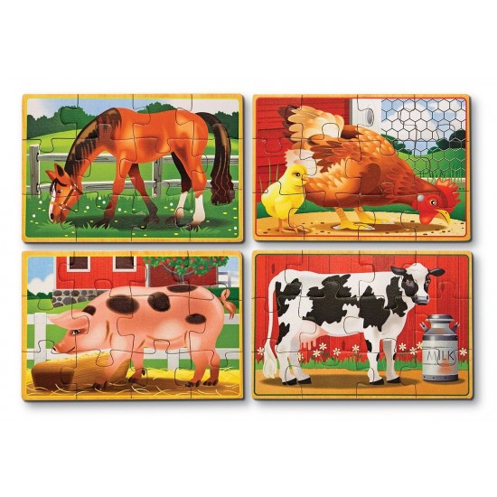 Set 4 puzzle lemn in cutie Animale domestice Melissa and Doug