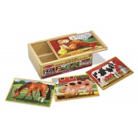 Set 4 puzzle lemn in cutie Animale domestice Melissa and Doug