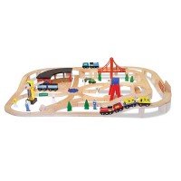 Set Trenulet din lemn cu depou Melissa and Doug