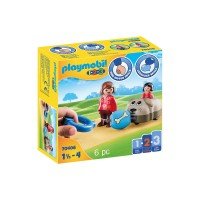 Playmobil 1.2.3 - Mama si fetita cu masinuta catel