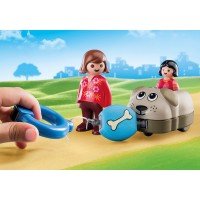 Playmobil 1.2.3 - Mama si fetita cu masinuta catel