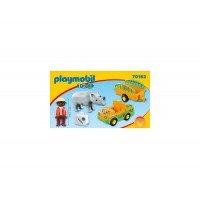 Playmobil 1.2.3 - Masina zoo cu rinocer