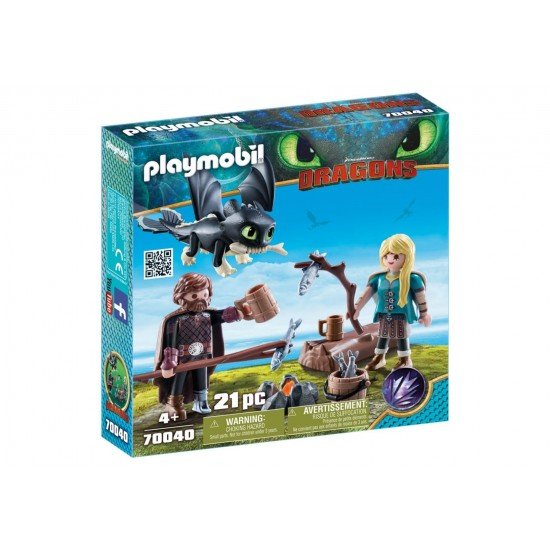 Playmobil Dragons - Hiccup, Astrid si pui de dragon