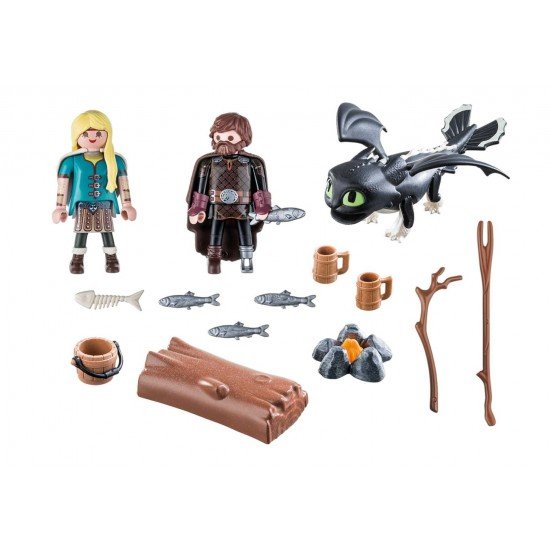 Playmobil Dragons - Hiccup, Astrid si pui de dragon