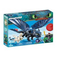 Playmobil Dragons - Hiccup, Toothless si pui de dragon