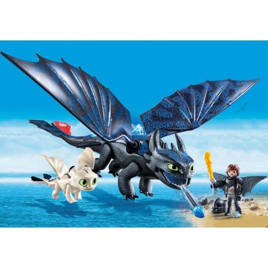 Playmobil Dragons - Hiccup, Toothless si pui de dragon