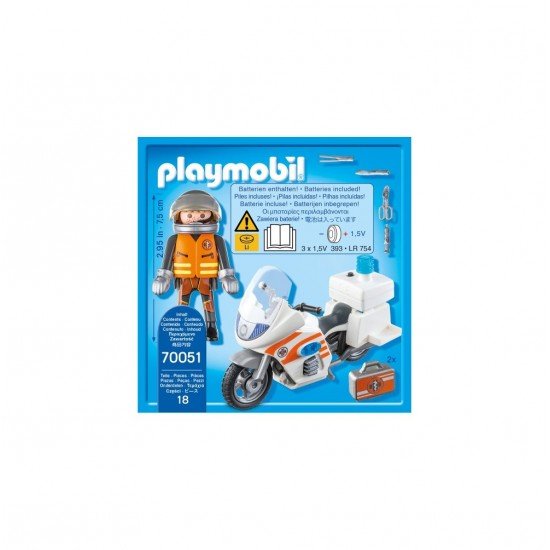 Playmobil City Life - Motocicleta de urgenta cu lumini