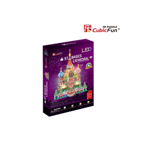 Puzzle 3D cu led Catedrala St. Basil 224 piese