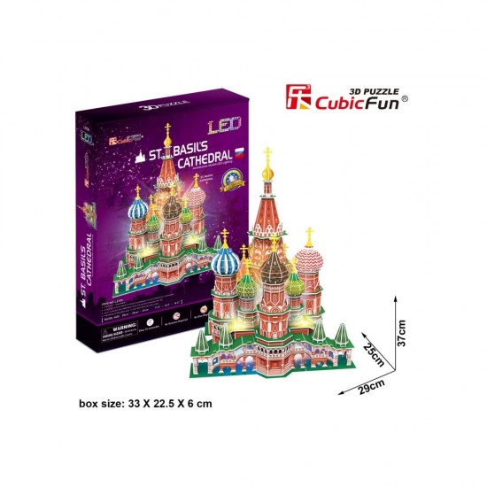 Puzzle 3D cu led Catedrala St. Basil 224 piese