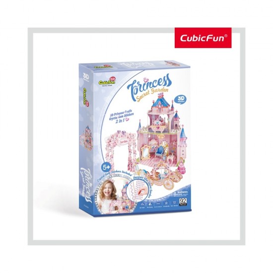 Puzzle 3D cu stickere 92 piese - Gradina secreta a printesei