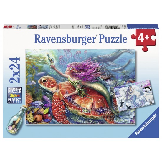 Puzzle Aventura sirenei 2x24 piese Ravensburger