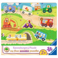 Puzzle din lemn cu vehicule - 8 piese