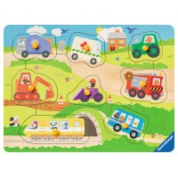 Puzzle din lemn cu vehicule - 8 piese