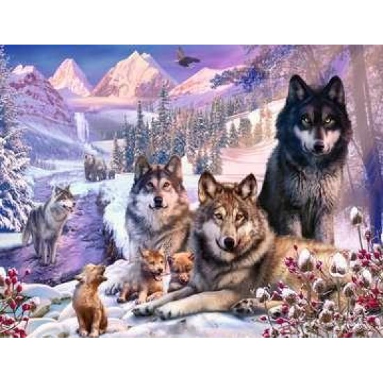 Puzzle Familie lupi iarna Ravensburger 2000 piese