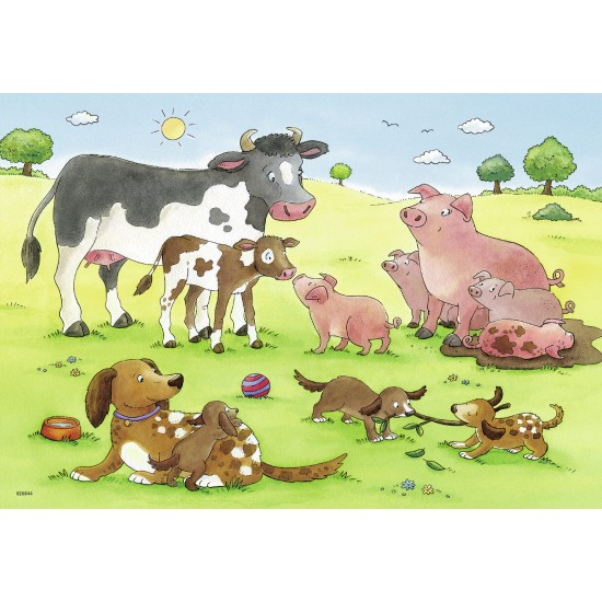 Puzzle Familii animale - 2x12 piese