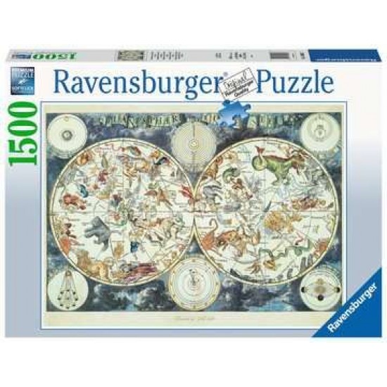 Puzzle Harta lumii creaturi fantastice Ravensburger 1500 piese