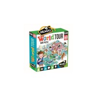 Puzzle Headu - Turul lumii 108 piese cu animale 3D
