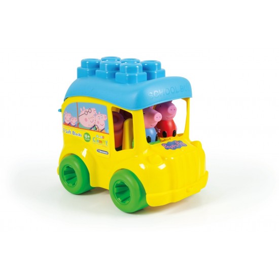 Set constructie bebe Soft Clemmy - Autobuz Peppa cu cuburi
