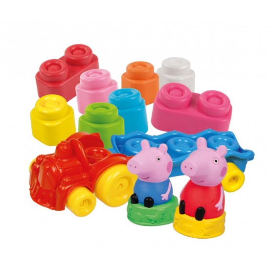 Set constructie Soft Clemmy - Tren cu cuburi Peppa Pig