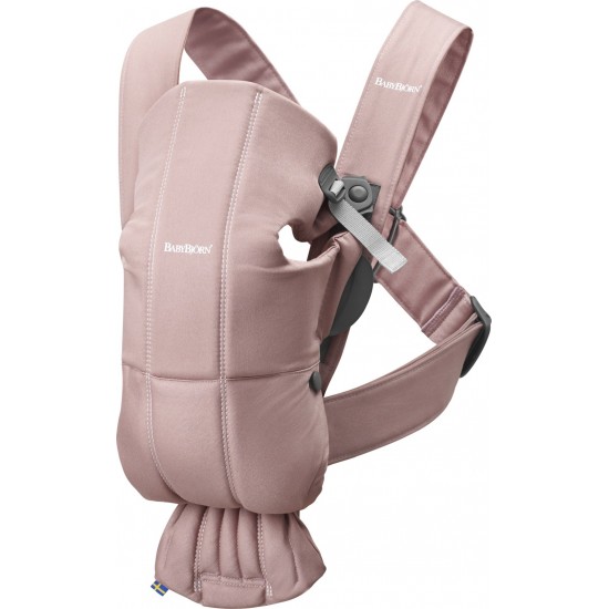 Marsupiu anatomic BabyBjorn Mini cu pozitii multiple de purtare Dusty Pink Bumbac