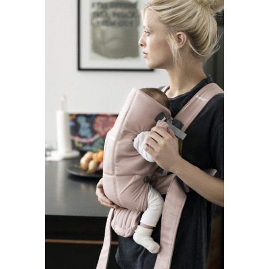 Marsupiu anatomic BabyBjorn Mini cu pozitii multiple de purtare Dusty Pink Bumbac