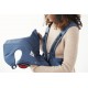 Marsupiu anatomic BabyBjorn Mini cu pozitii multiple de purtare Vintage Indigo Bumbac