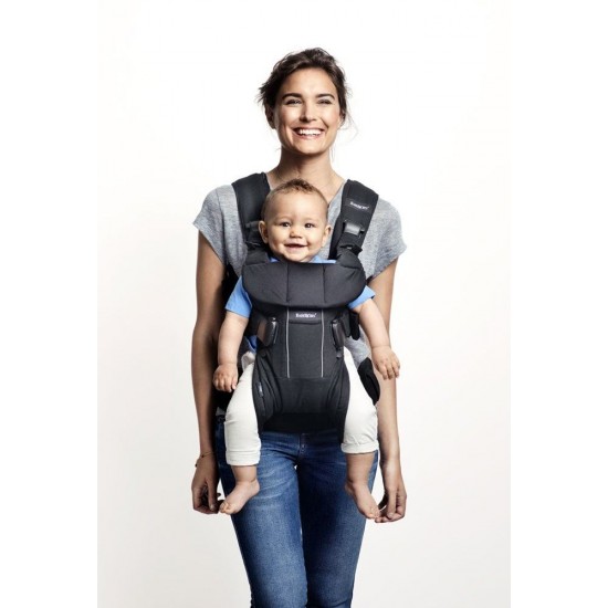 Marsupiu anatomic BabyBjorn One cu pozitii multiple de purtare Denim grey Bumbac