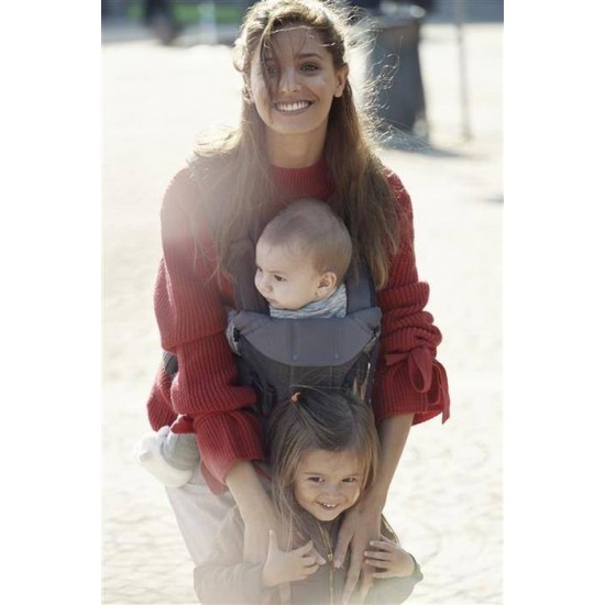 Marsupiu anatomic BabyBjorn One cu pozitii multiple de purtare Denim grey Bumbac