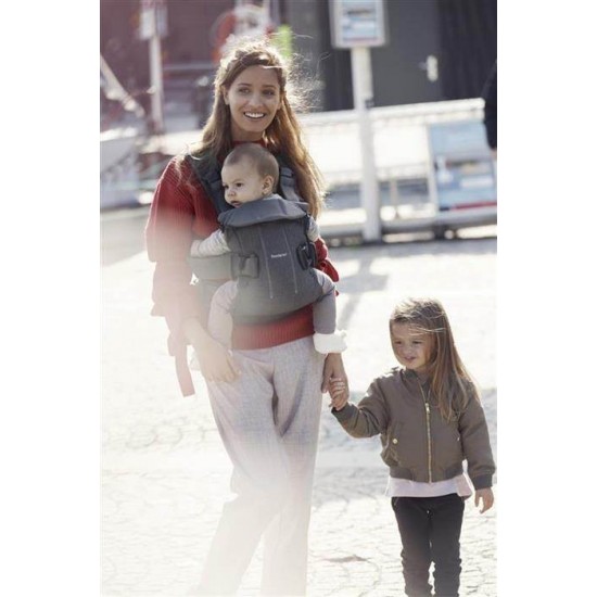 Marsupiu anatomic BabyBjorn One cu pozitii multiple de purtare Denim grey Bumbac